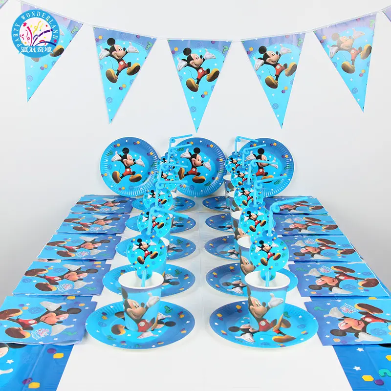 Productos para bebés, conjunto de fiesta con temática de dibujos animados de Mickey, suministros de fiesta para decoraciones de fiesta de cumpleaños