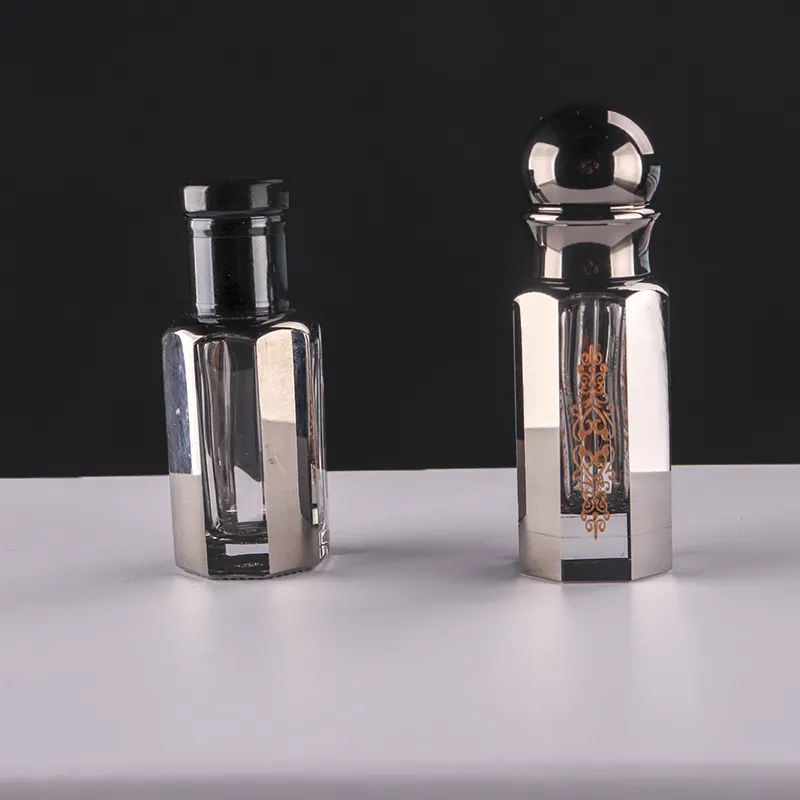 Botella de perfume de Metal gris, 3ml, 6ml, attar