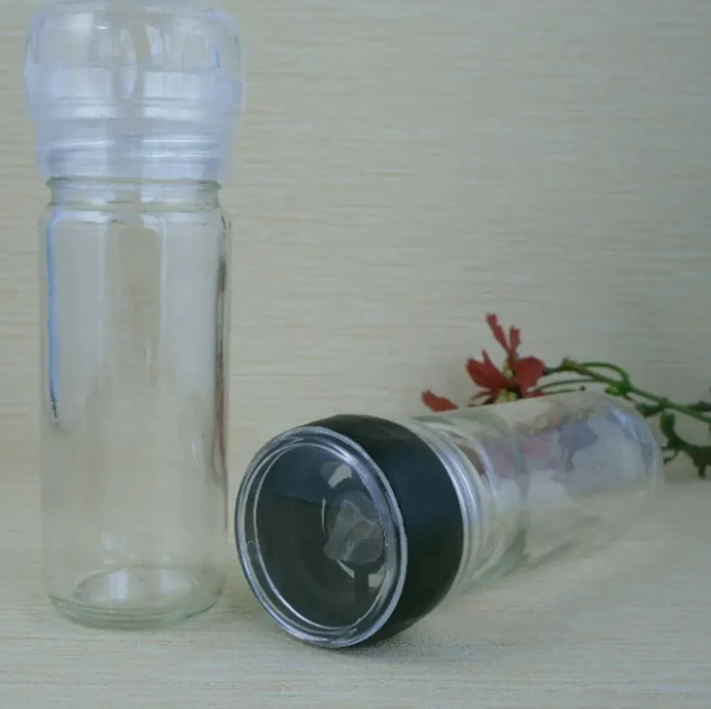 Molinillo cilíndrico de vidrio para pimienta, agitador de sal y pimienta, 100ml