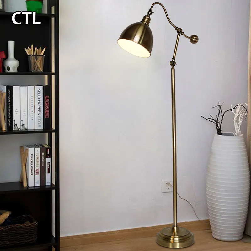 Lâmpada de chão moderna, lâmpada de chão bronze elegante para sala de estar, hotel e canto