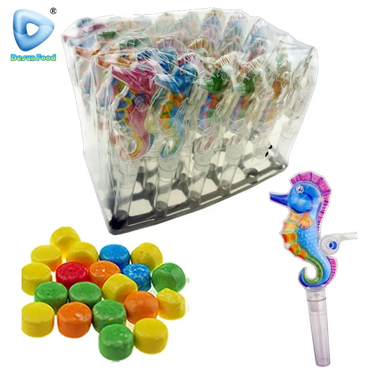 Plastic whistle seahorse candy toy