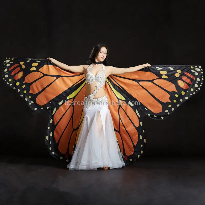 BestDance-disfraz de danza del vientre egipcio alas de Isis, ángel de mariposa, alas de Isis, bailarina de vientre, alas de Isis de arco iris, OEM
