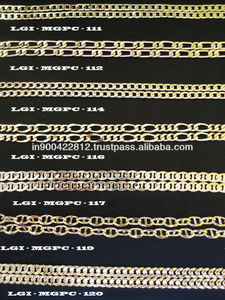 Wholesale 18K Gold Plated Brass Figaro <strong>Chains</strong> Link Necklace Diamond-Studded for Weddings and Gifts - Product Image 3