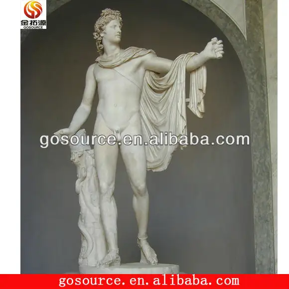 Estátua de mármore masculino nuo o sol deus apollo
