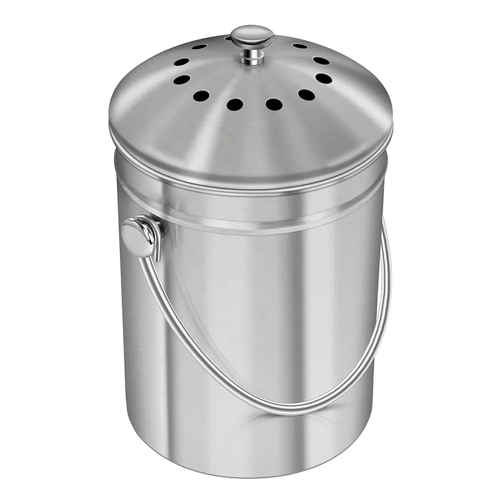 Custom Home Compost Bin 1.3 Gallon Compost Bucket, Kitchen Pail Compost, Stainless Steel Compost Bin with Lid