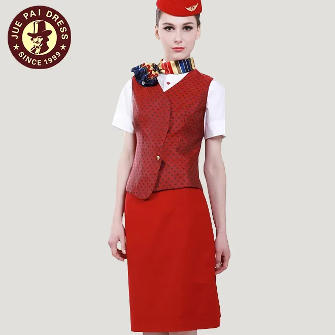 Oranje Stewardess Uniform Vest En Rok