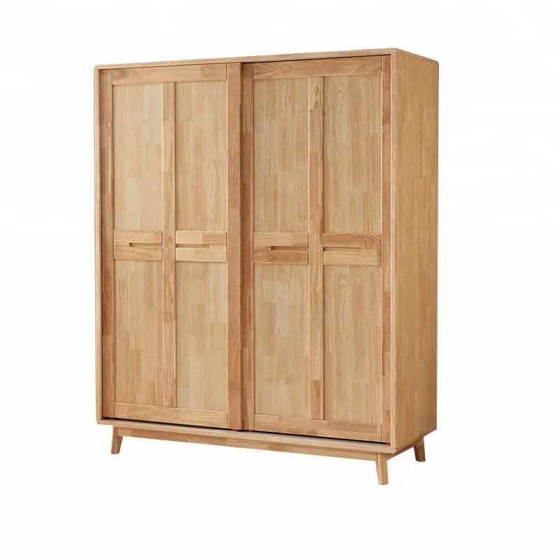 House Furniture Double Sliding Door Solid Wooden Wardrobe Cabinet Design Furniture Bedroom