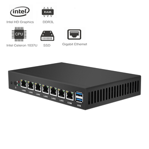XCY mini computer fanless celeron 1037u 6 lan Router uso Pfsense come firewall windows10 2g ram 32g ssd