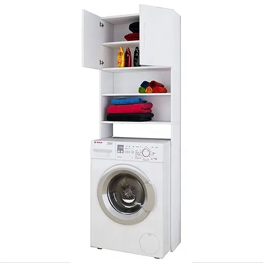 Sale Tall SSHWMC-001 white wood melamine bathroom cabinet washing machine cabinet for bathroom