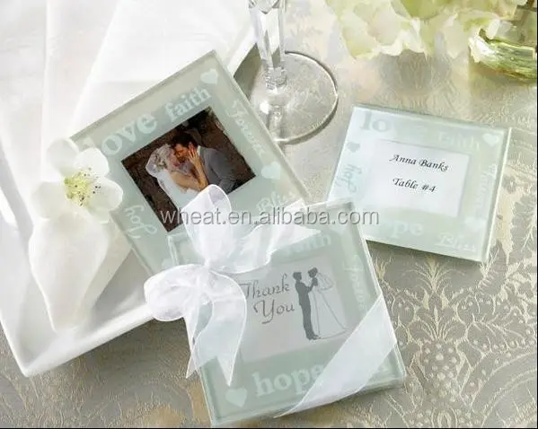 Good Wishes - Pearlized wedding favor Photo Coasters
