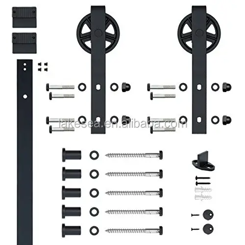 Herrajes para puerta corredera, LS-SDU-020 funcional de acero al carbono negro