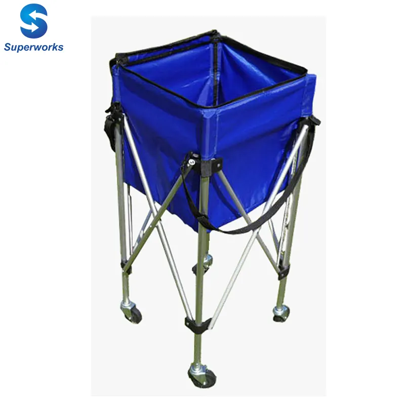 Opvouwbare Tennisbal Hopper Mand Karren Op Wielen, Lichte Aluminium Trolley Voor Tennisballen, Draagbaar Compact