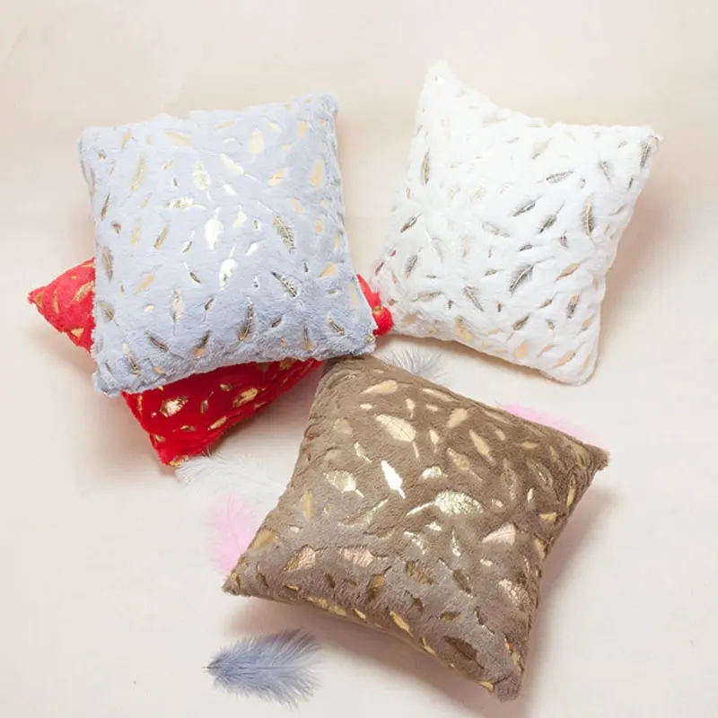 Cheersee-fundas de almohada de terciopelo decorativas para sofá, cubiertas de almohada con diferentes colores, de poliéster, color dorado, agradable a la piel