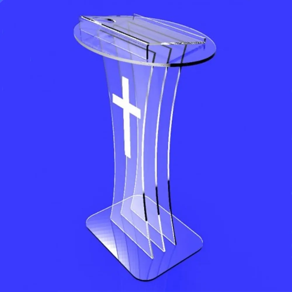 Podio de igreja de plástico transparente, pulpit acrílico barato personalizado da igreja
