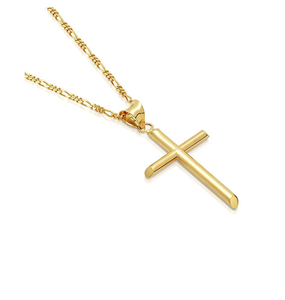 Stainless Steel Religious Classic <strong>Cross</strong> Necklace Tarnish <strong>Free</strong> High Polish 18K Gold Plated Plain <strong>Cross</strong> Charm Pendant Necklace - Product Image 2