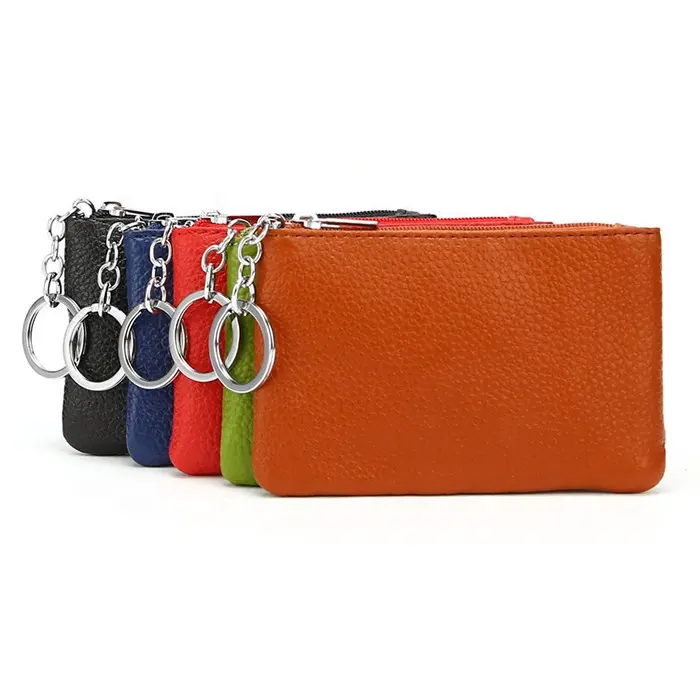 Thời Trang Mô Hình Zippered Da Bò Ví Chìa Khóa Mini Ladies Coin Key Pouch