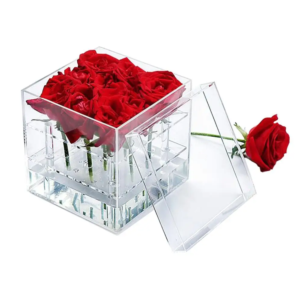 Aanpassen Acryl Clear Flowers Box Kleine Heldere Acryl Bloem Geschenkdoos Met Deksels Doorzichtige Acryl Geschenkdoos