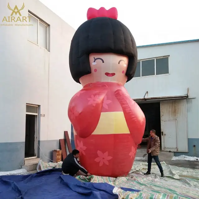 customized inflatable Japanese girl doll, customized lovely kimono girl inflatable cartoon shape