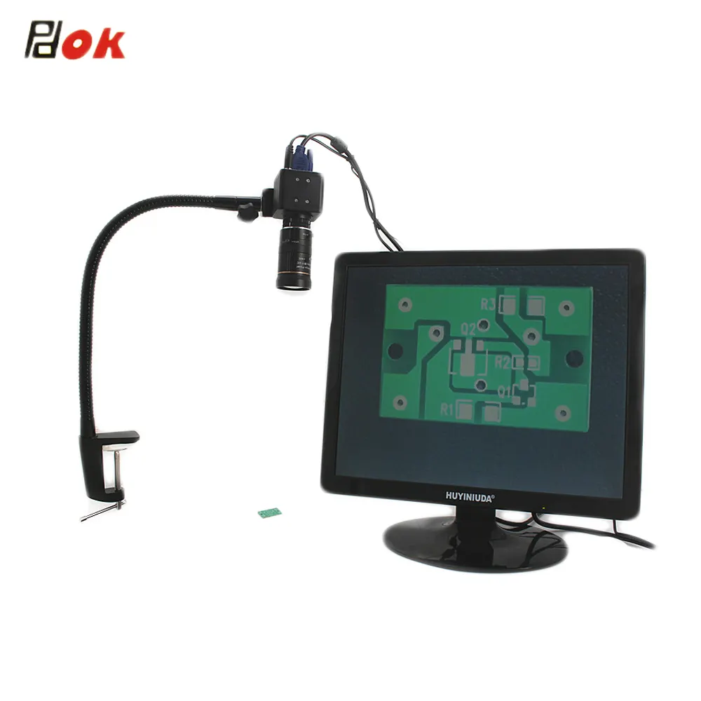 Microscópio digital de inspeção de vídeo, venda quente, monitoramento de inspeção de vídeo com braço de metal flexível, suporte de base magnética