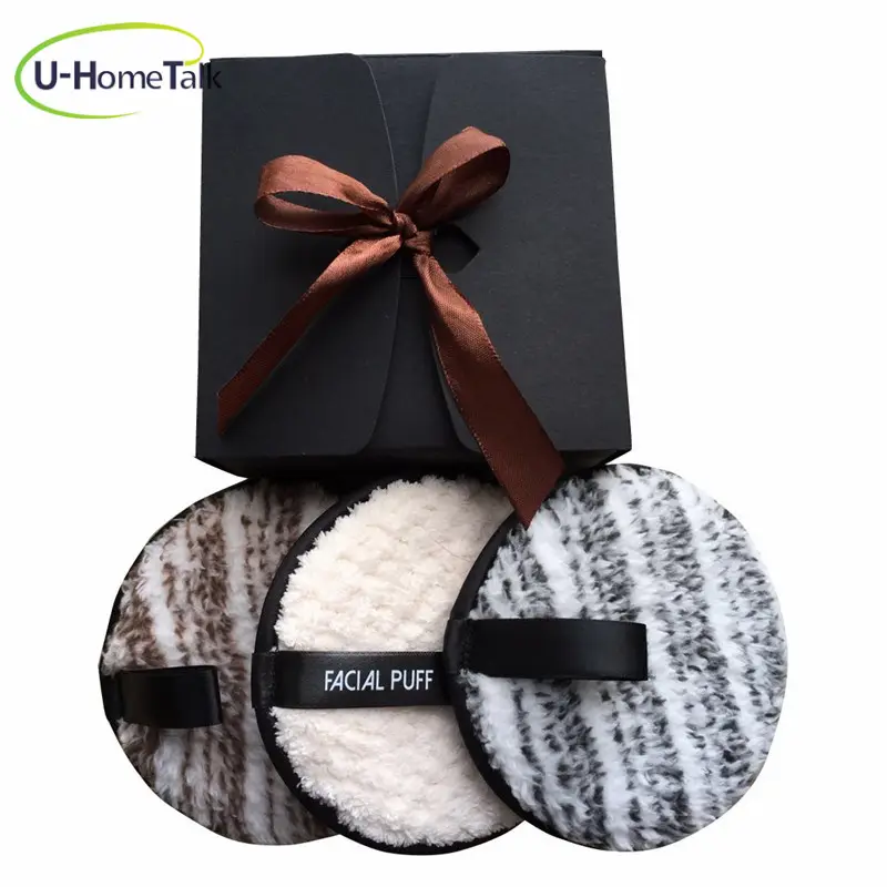 Ein Satz von drei 12cm Durchmesser Mikro faser Kosmetik entfernung Wasch Make-up Entferner Handtuch Pads mit Geschenk box Paket