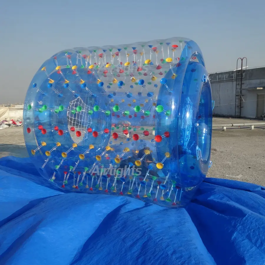 محكم عجلة ألعاب مائية الأسطوانة اللون قابل للنفخ ماء كرة دوارة للأطفال
