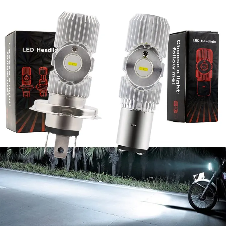 Bombilla Led COB para coche eléctrico, luz de aluminio de haz Alto y Bajo, 12W, 1200 lúmenes, blanco brillante, BA20D H6