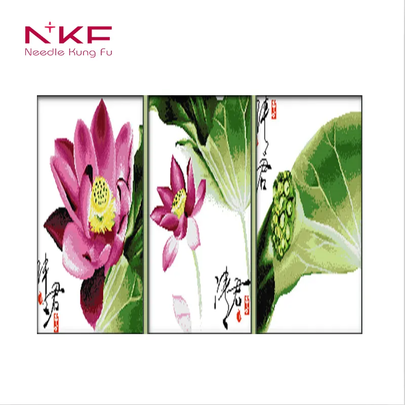 NKF Lotus(4)(whole picture) embroidery thread DMC floss wholesale multi colors 100% cotton cross stitch kit