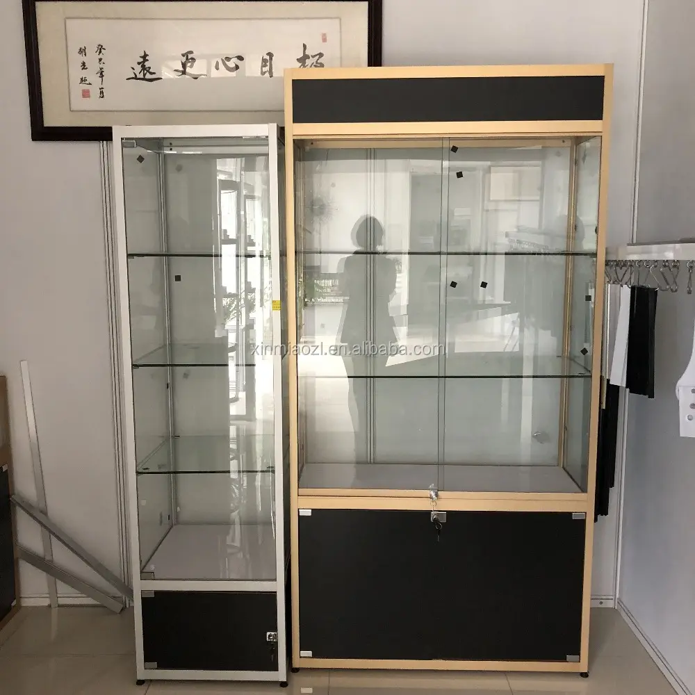 Gabinete de vidro de alumínio com armazenamento, vidro de alumínio