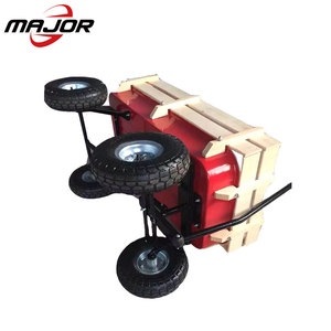 กลางแจ้งสีแดง Wagon ALL Terrain ดึงเด็ก Garden <span class=keywords><strong>Cart</strong></span> ไม้ราวเด็ก Wagon รถเข็นเครื่องมือ