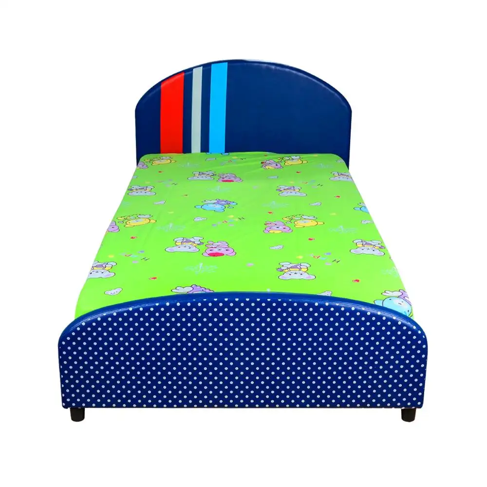 Venda direta por atacado cama de madeira estofada em couro para crianças novo design divertido quadro de cama infantil