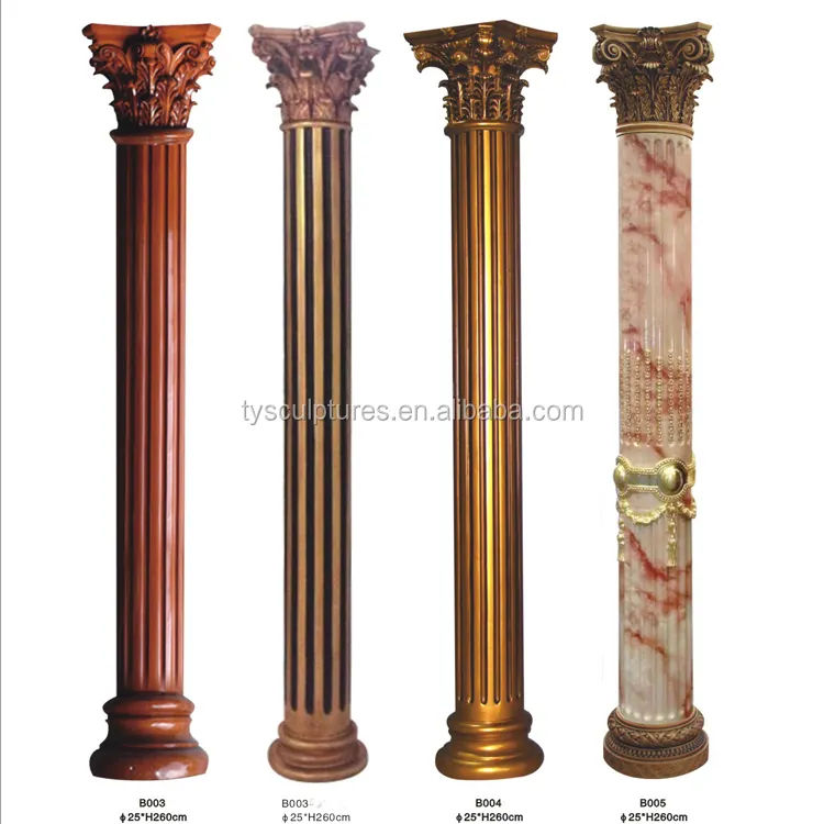 Columnas de resina de imitación de mármol para decoración Interior, pilares romanos de fibra de vidrio para balcón, en venta