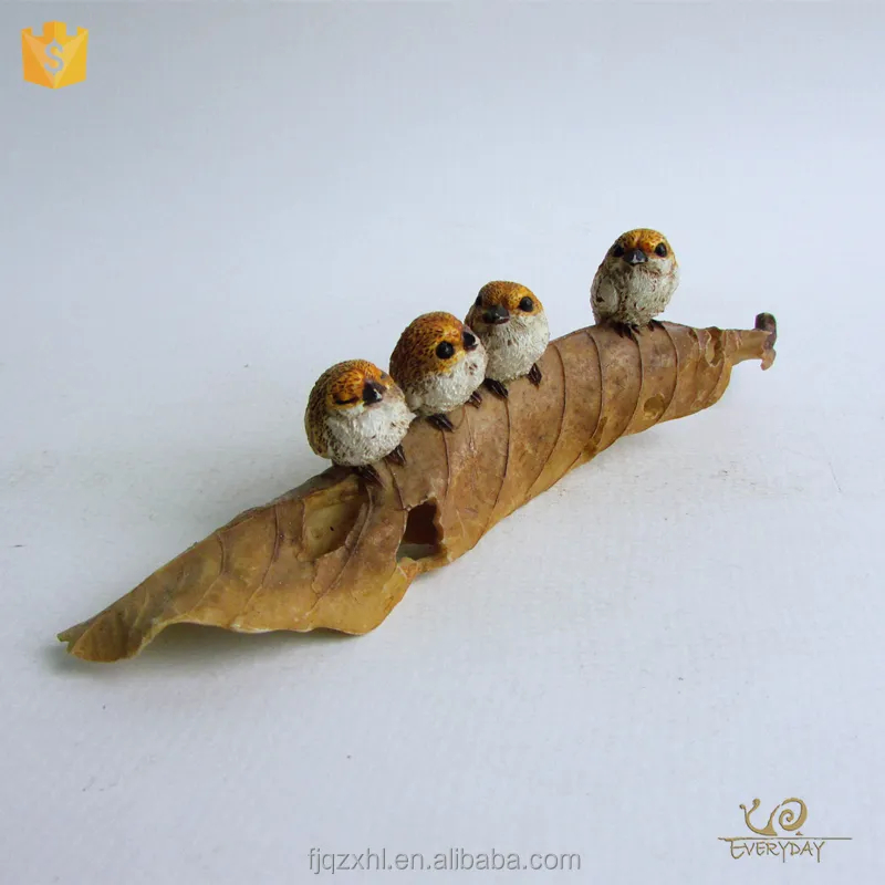 Wholesale New Products Office Desk Gift Resin Craft Leaf Bird figurine Wedding Gift
