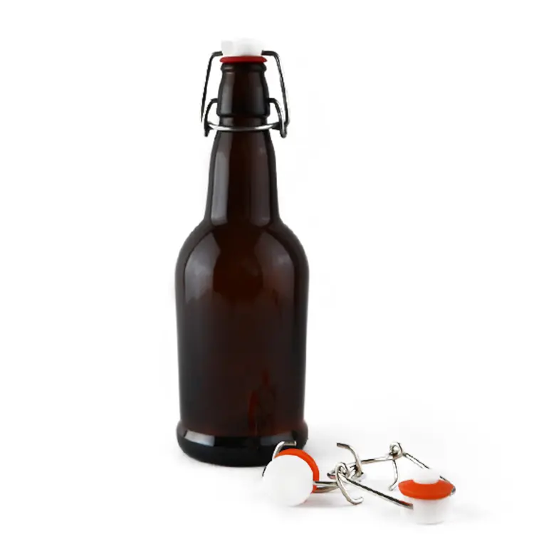 Botellas de cerveza marrón con tapa oscilante de cerámica, 16 OZ, 500ml, venta al por mayor