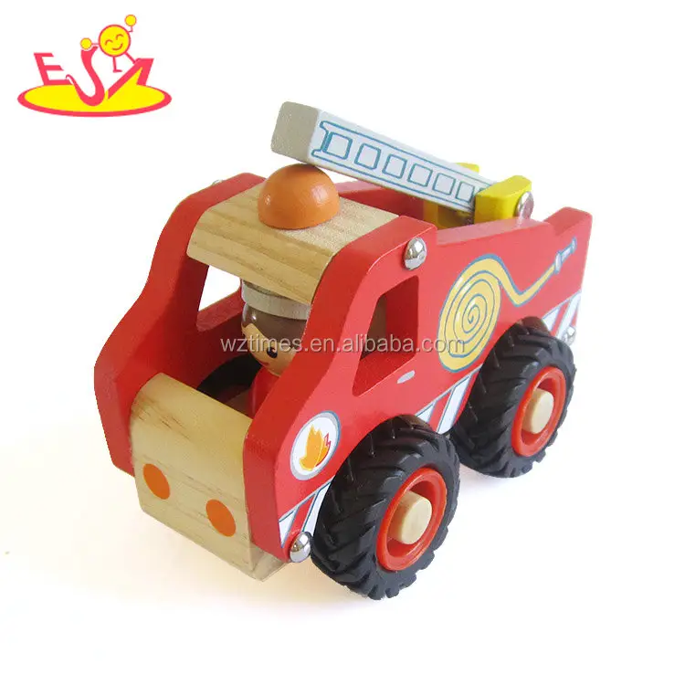 木製おもちゃ子供用ミニ消防車W04A361