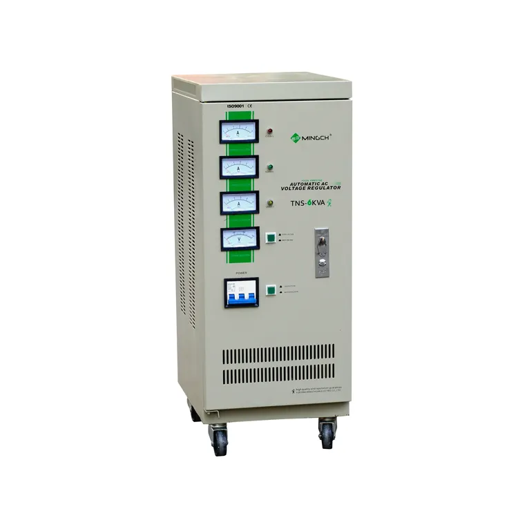 Mingch regulador de voltagem tns, estabilizador de voltagem automático de 3 fases 380v, estabilizador de voltagem 6kva 9kva 15 kva 30kva