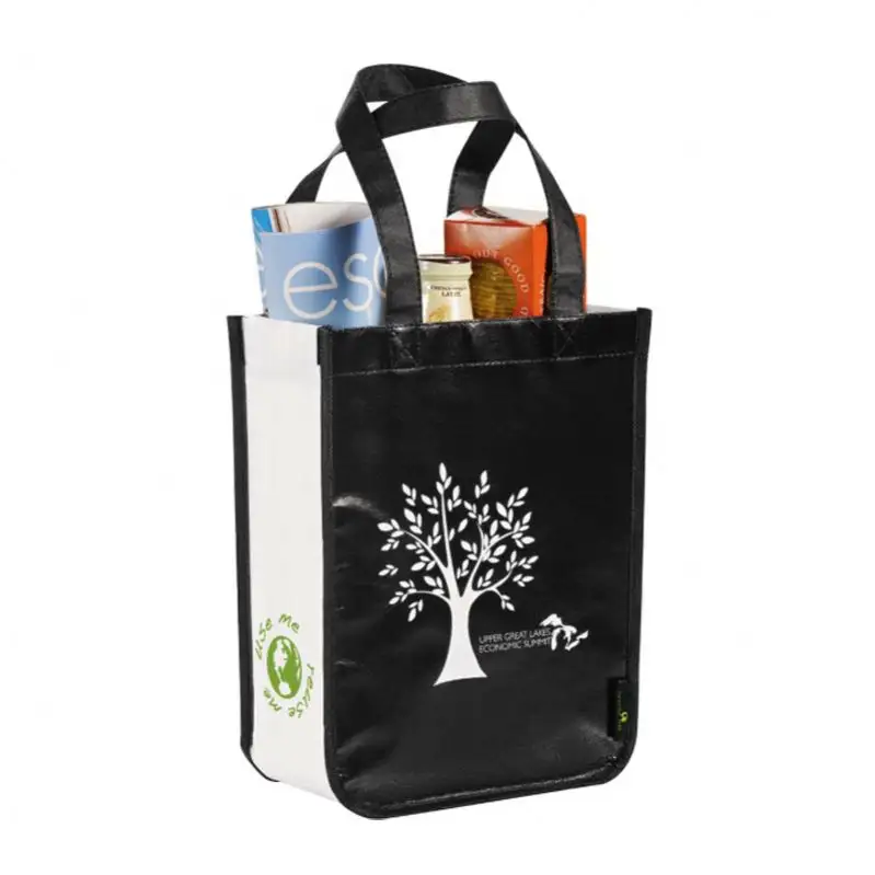 High quality logo printing customized reusable round corner tote shopping non woven lululemon bag for promotion