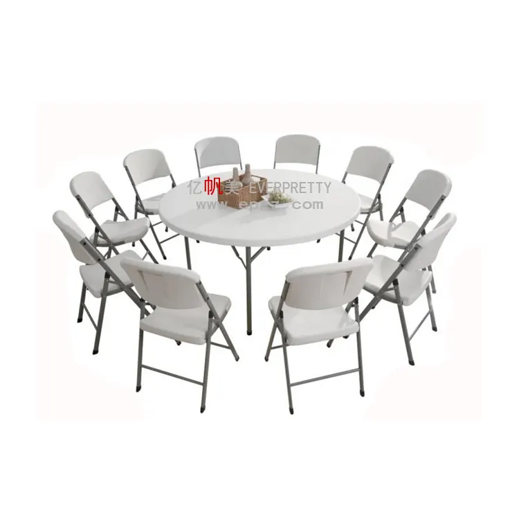 Hot Sale Outdoor Dining Set Plástico Folding Table Cadeiras Banquete Mesas e Cadeiras Branco