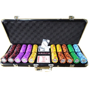 Wooden BattenまたはBlisterボックスProfessional Casinoチップセット300個ポーカーキット