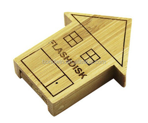 棕色木制竹<span class=keywords><strong>usb</strong></span>闪存驱动器棒房子形状的礼物