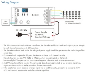 Skydance D4C-XE 4 Canali A Corrente Costante DMX512 RDM Decoder Led dmx 512 RGB RGBW controller Digitale display numerico - Product Image 4