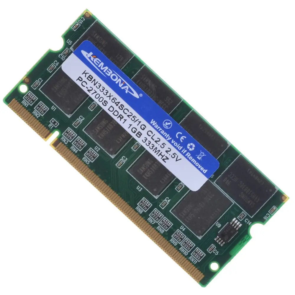 หน่วยความจำแล็ปท็อป DDR 1กิกะไบต์ RAM PC2700 DDR 333 200Pin Sodimm