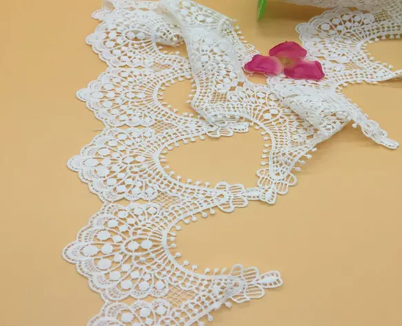 Branco puro guarnições leite flor de seda lace trims costura Traje francês aparamento do laço