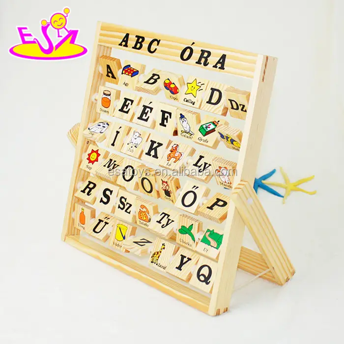Wooden Alphabet flip-a-block toy for kid,Child Lead Free Alphabet Abacus toy,Educational wooden alphabet puzzle toy W12C005