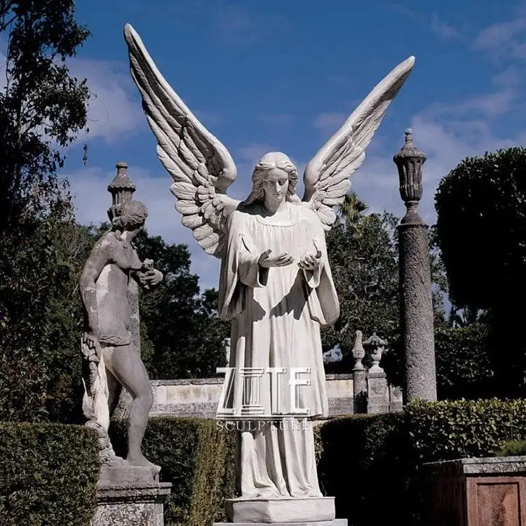 Vendita calda Mano marmo Scolpito donna angelo scultura statua con le ali