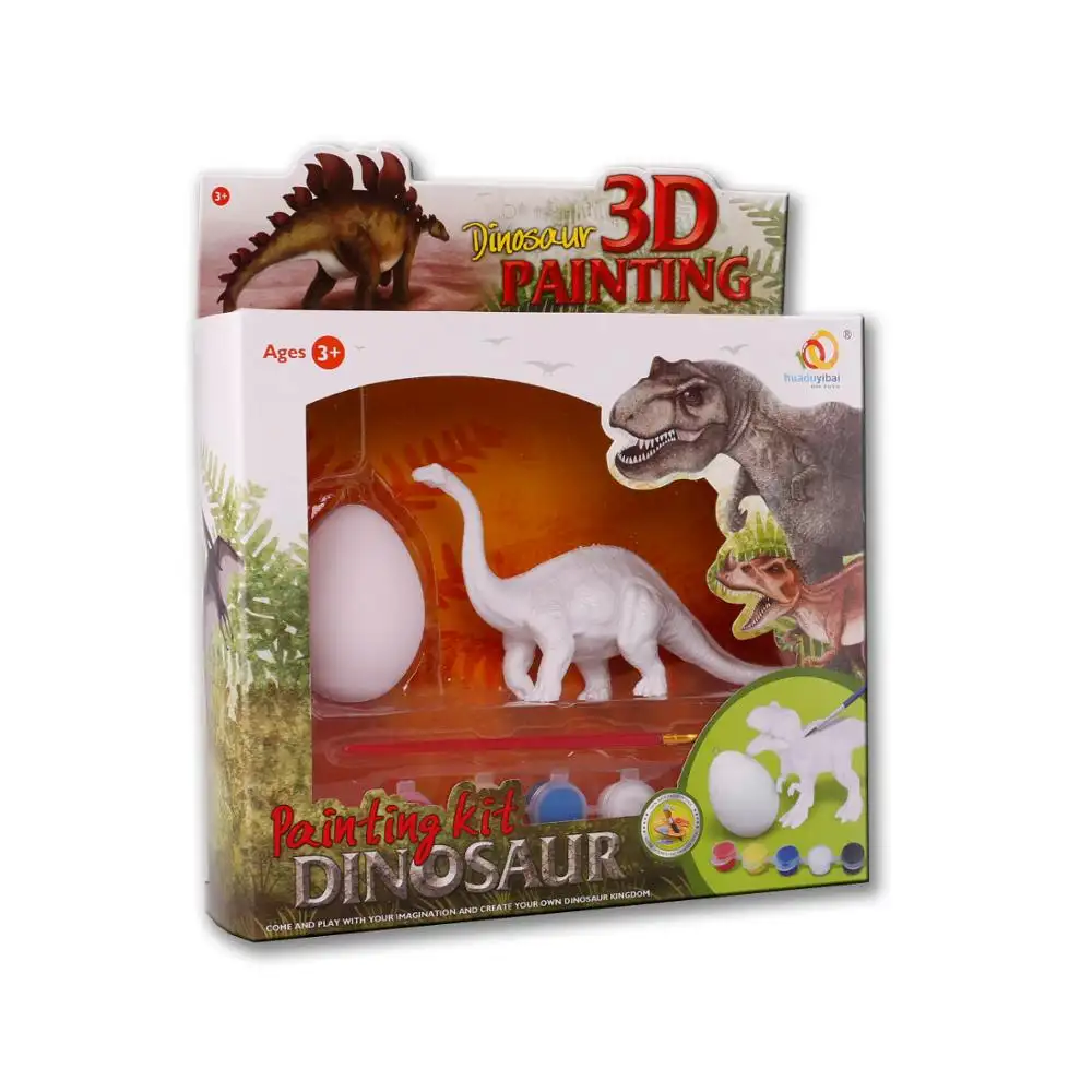 Kit de pintura de modelo 3D de dibujo coloreado, juguetes de dinosaurio DIY con huevo