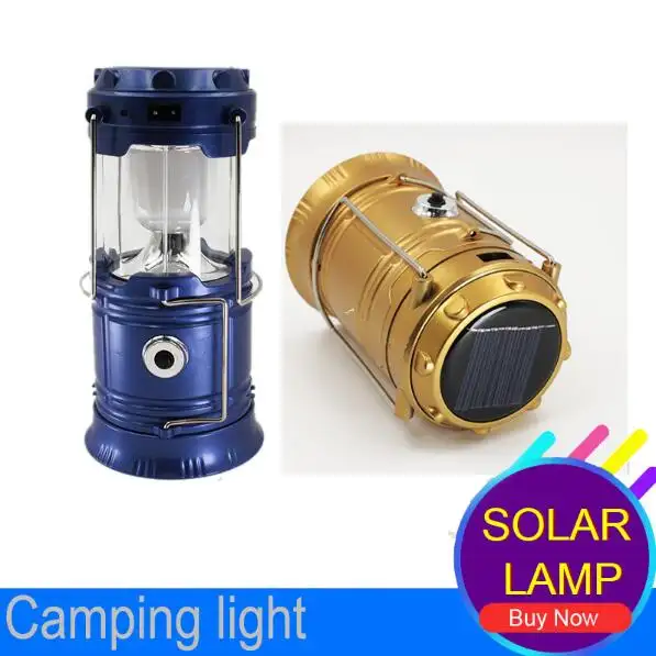 6 led Lampe À Main Rechargeable Solaire Pliable Tente de Lanterne de Camping pour L'éclairage Extérieur Randonnée Camping Solaire USB Ampoule