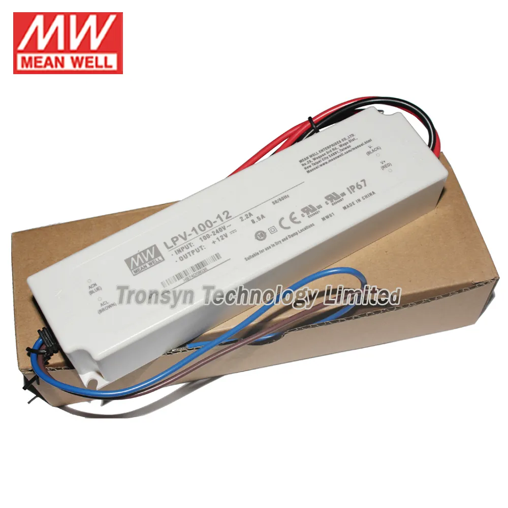 Mean Well LED Driver LPV-100-12 100W 12V 8.5A Single Output Waterproof 12V LED Power Supply