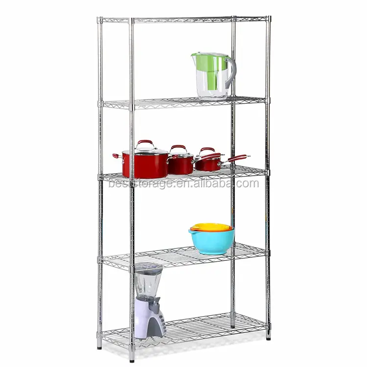 Stainless steel or powder coated or chrome wire mesh shelving shelves with wheels