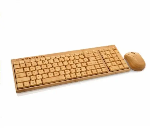 Toptan doğal bambu ahşap kablosuz klavye fare ile
