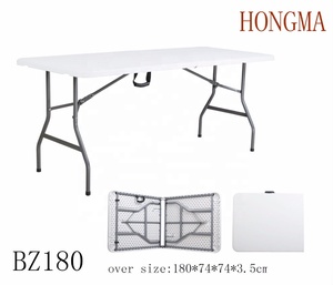 Wholesale Price 180cm 6ft Plastic Rectangle Folding Picnic Camping Table for Events With Handle Easy Carry